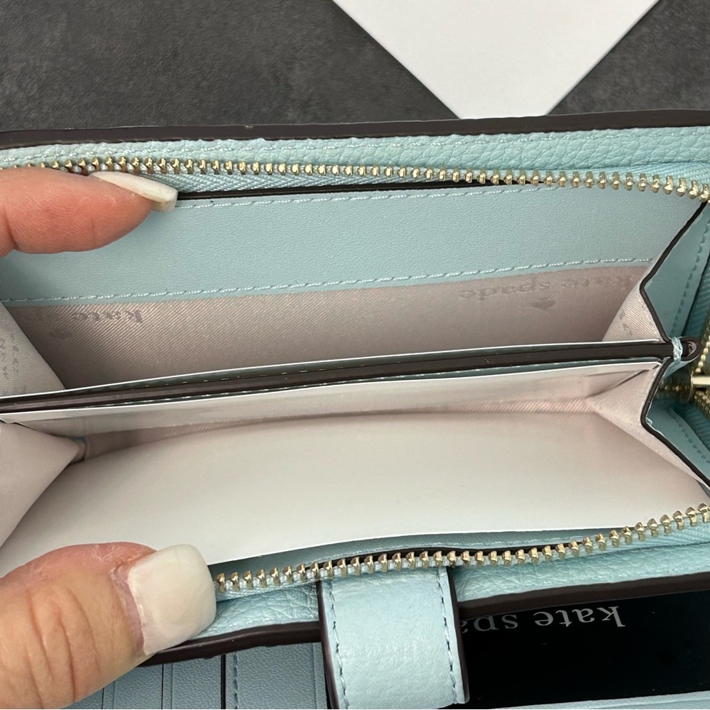 kate spade Leila Medium Compact Bifold Wallet Dewy Blue NWT - Picture 10 of 14